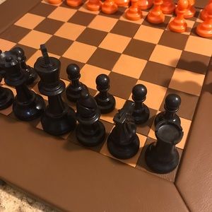 INCREDIBLE HANDMADE LETHER CHESSBOARD.